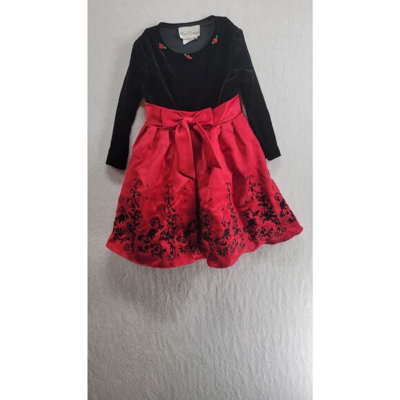 Girls Rare Editions Dress Velvet and Red SZ 3T - Picture 1 of 8